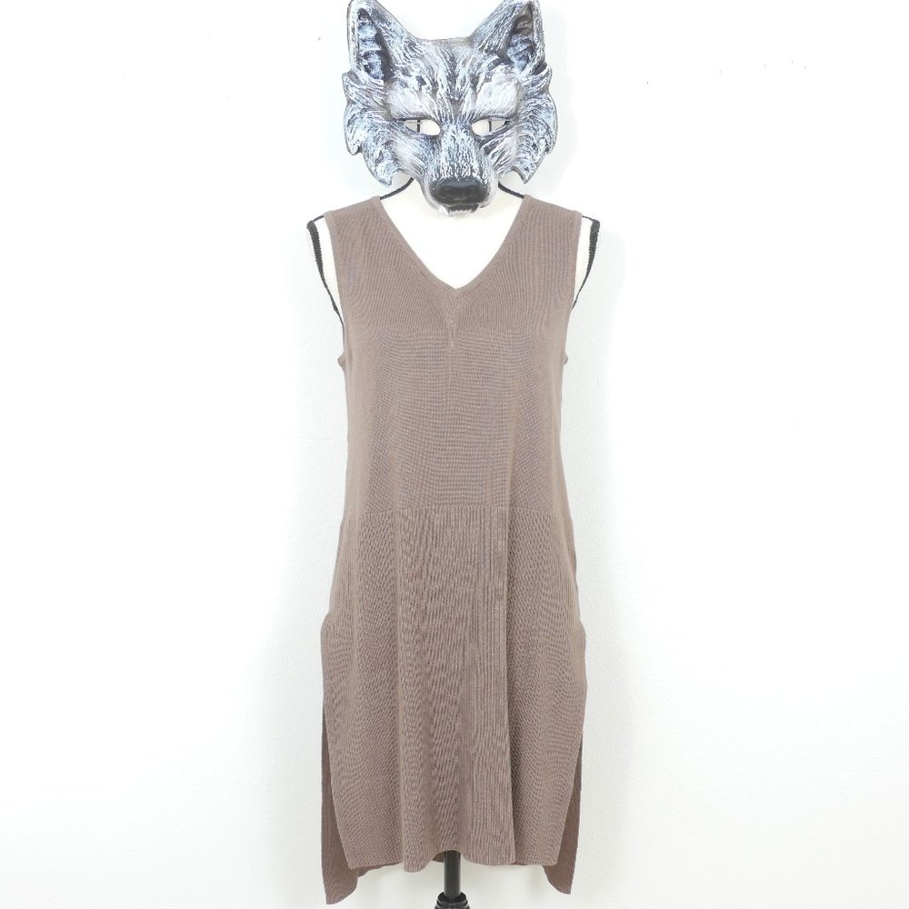 H by Halston Taupe Brown Sleeveless Sweater Size Small Tunic Dress